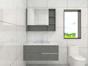 Mueble de Baño Moderno de Pared con Espejo y Lavabo de Cerámica para Uso en Hoteles - Product Image 4