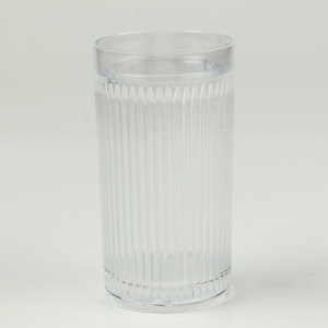 Transparent <b>Plastic</b> <b>Drink</b> <b>Cup</b> 9.5X5X5 For Coffee Milk Serving With Ribbed Design - Product Image 1
