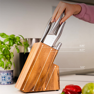 Nouveau bloc à couteaux de cuisine professionnel en bois d'acacia écologique, article cadeau de haute qualité, organisateur de couteaux en bois avec logo personnalisé pour - Product Image 5