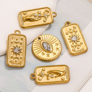 Ciondolo di gioielli in acciaio inossidabile con strass fai da te creazione di gioielli con motivo a forma di luna di tarocchi - Product Image 3