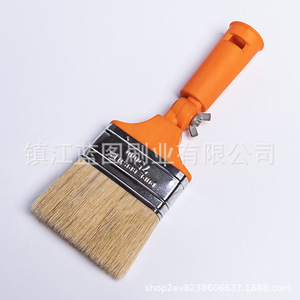 Pinceau plat réglable à poils de porc, manche en plastique orange, 13-19 mm, fabricant Zhenjiang - Product Image 1