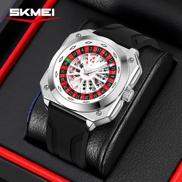 Skmei 9379 Men's Quartz Watches New Design Rotating Wheel Waterproof Luminous Hands God of Gamblers Lucky Wristwatch for Men Man