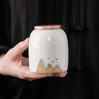 Pot en céramique scellé avec couvercle en aluminium blanc, pour le stockage du thé, urne commémorative pour animaux de compagnie, 220 ml