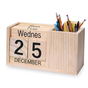 Accesorios para el <span class=keywords><strong>Hogar</strong></span> y la Oficina, Calendario de Madera, Calendario Diario, Semanal y <span class=keywords><strong>Mensual</strong></span>, Bloques de Calendario de Madera, Caja de Calendario de Madera con Portalápices - Product Image 4
