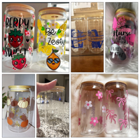 Entrepôt USA : Gobelets en verre à paroi simple de 16 oz pour sublimation, avec couvercle en bambou, pour artisanat DIY et cadeaux personnalisés