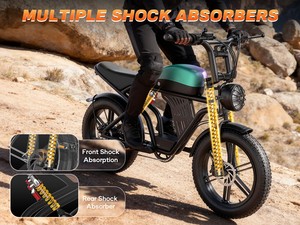 Bicicleta Eléctrica Premium de Alta Potencia, 20 Pulgadas, 48V 1500W, Estilo Retro, Todoterreno, Horquilla de Suspensión de Litio, 55km-65km, HPEB-01 1500W Alta Potencia - Product Image 6