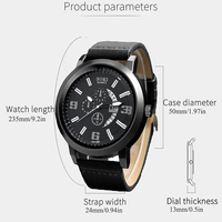 SOKI Nouvelle Montre de Luxe en Alliage pour Hommes, Ensemble de 4 Bijoux Décontractés, Bracelet en Cuir, Affichage Chiffres et Date, Montre-Bracelet à Quartz Tendance