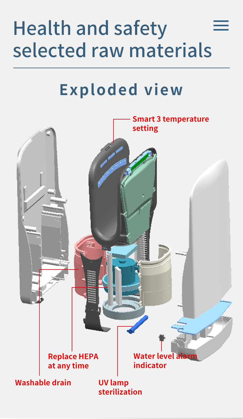 FALIN FL-2029 Washroom Automatic Jet Dryer ABS Body White Hand Dryer with HEPA filter