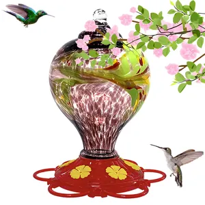 Biberón bebedero de vidrio para pájaros con 6 puertos de alimentación de flores
