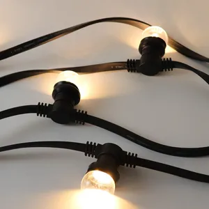 Ampoules Globe LED blanches chaudes 110V, câble plat en caoutchouc E27, guirlande décorative de mariage, guirlandes lumineuses