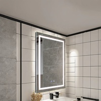 Bathnologie Nouveau Design Simple Smart Led Mirror Salle de Bain Vanité Led Miroirs de Bain avec Lumière Argent Design Graphique Moderne Rectangle