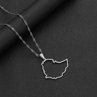 Pendentif en acier inoxydable couleur acier avec contour de la carte de l'Éthiopie et drapeau national, collier de mode avec contour de la carte du pays, cadeau souvenir