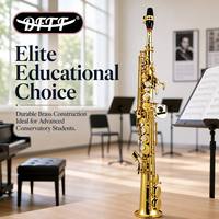 Super Factory OEM Wholesale Cheap Brass Bb Handmade Carving Soprano Saxophone Gold Lacquer Surface Straight