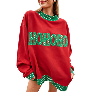 Sweat-shirt oversize à col montant pour femme, en tissu épais, avec patchwork personnalisé à carreaux vichy, style streetwear décontracté et universitaire - Product Image 1