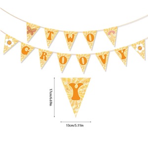 Nuovo fiore arcobaleno farfalla triangolo carta Banner due Groovy 2 ° compleanno decorazione forniture - Product Image 4