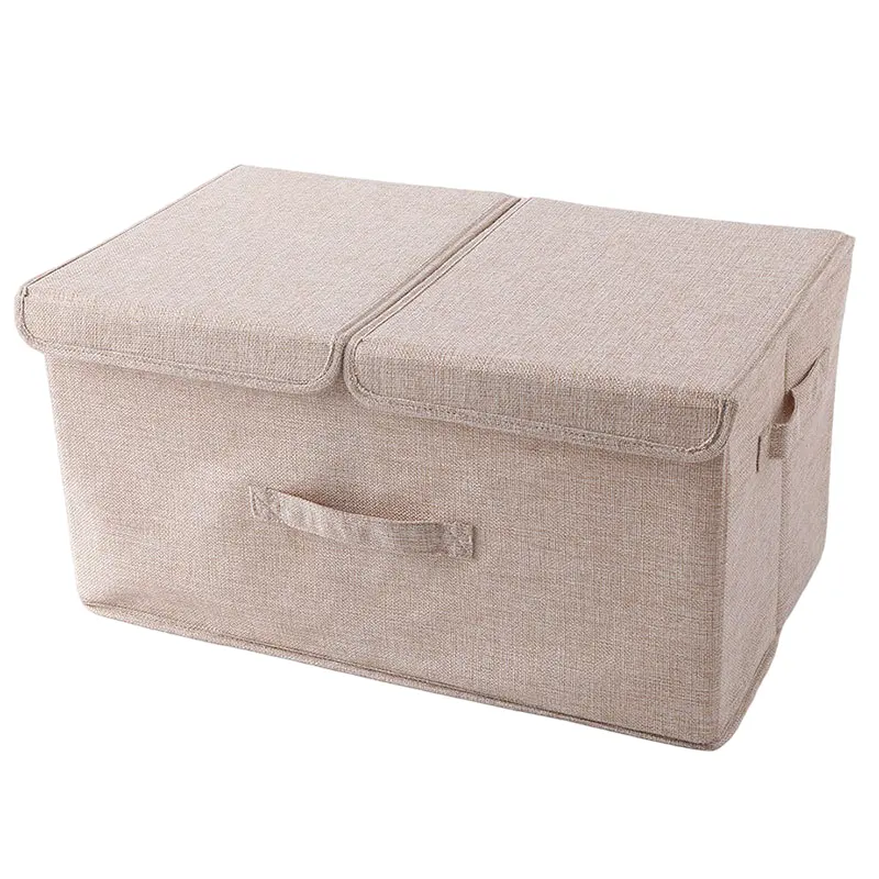Foldable Large Storage Box Bins Warehouse Cube Boxes Closet Bedroom Drawers Organizers With Lids And Dual Non-woven Handles
