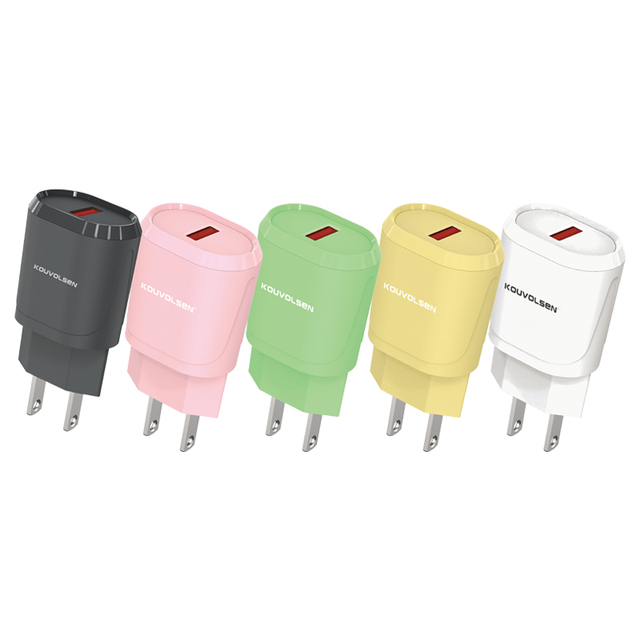 Macaron Color Mini Cell Phone Chargers QC 18W Fast Charging Mobile Charger US 5V 2.1A Portable Wall Charger