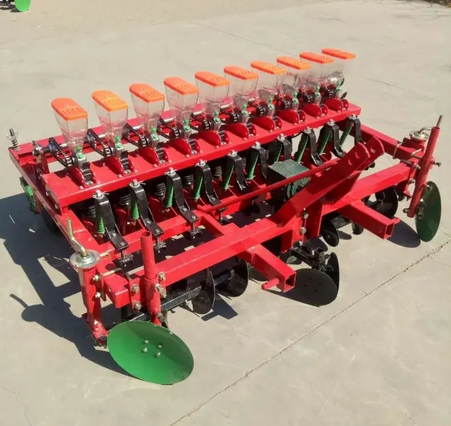 Mesin penyemai alat pertanian 12-20HP traktor dipasang 10 baris sayuran kecil penyemai benih mesin