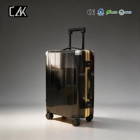Valise rigide en fibre de carbone avec cadre en aluminium, serrure TSA, 4 roues pivotantes, bagage de voyage, vente en gros d'usine dorée