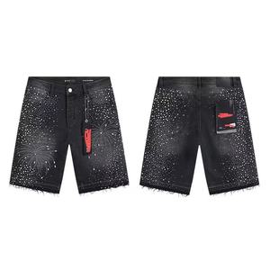 Fashion Spray Paint Embroidered Mid <strong>Waist</strong> Denim Shorts <strong>Men</strong> Vintage Washed Distressed Loose Fit Casual Streetwear <strong>Jean</strong> - Product Image 3