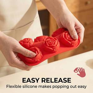 Small Chocolate <b>Silicone</b> Turn Sugar Cake Cookies Reusable Using Rose Shaped Molds - Product Image 2