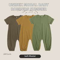 Vêtements pour bébés unisexes en gros Kids Tales, barboteuses d'été à fermeture par boutons-pression, manches courtes, couleur unie, personnalisables ODM OEM, lavables