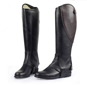 Medias Polainas Personalizables de Cuero Genuino Marrón VALNERO Premium para Hombre y Mujer, Servicio OEM, Logotipo Personalizado, Estilo Occidental para Montar a Caballo - Product Image 2