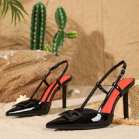 Chaussures à Talon Hauts Luxe pour Femme Style Européen-Américain, Escarpins Ouverts Simples à Talon Fin et Bout Pointu – Tendance et Mode pour l'Été