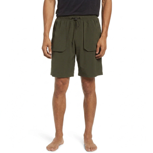 Pantalones Cortos Cargo para Hombre, Color Sólido, Secado Rápido, Cintura Media, con Cordón, Estilo Casual, Verde Oliva, 100% Algodón - Product Image 1