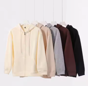 Dropshipping Veste à capuche pour hommes avec fermeture éclair Street Wear Sweatshirts en polyester et coton Polaire Logo personnalisé Sweat à capuche avec fermeture éclair complète - Product Image 1