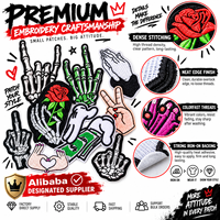 Patch brodé à la main en gros, motif Geste de la paix, Rock On, drôle, thermocollant ou à coudre