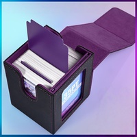 Boîte de rangement pour cartes TCG JUZI en cuir PU, étanche, avec support de dés, format U large, pour cartes d'accès et de présentation