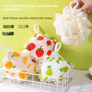 Toalla exfoliante de dibujos animados con forma de flor para baño, de doble uso, potente eliminación de suciedad, espuma abundante. - Product Image 2