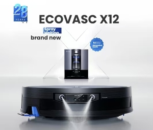 ECOVACS DEEBOT X12 <b>PRO</b> OMNI Robotic Vacuum and <b>Mop</b>, FocusJet Stain Spray Dissolving, Drum Roller Washing, AIVI 3D 4.0 Obstacle A - Product Image 2