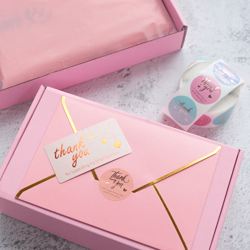 Baby Pink Thank You Sticker Label Personalized Doordash Stickers