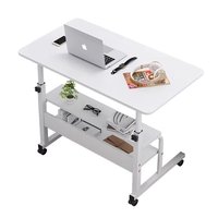 Table Basse de Bureau Contemporaine, Bureau Debout Manuel Mobile avec Rangement, Bureau Multifonctionnel en Bois