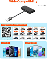 Adaptateur USB CarPlay sans fil Koogold EC-C301, compatible universellement avec l'écran du moniteur de voiture, prise en charge de la mise en miroir d'écran iOS/Android TikTok