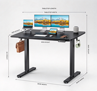 Bureau debout électrique avec crochet pour casque et crochet pour sac, réglable en hauteur, pour double moniteur, bureau à domicile