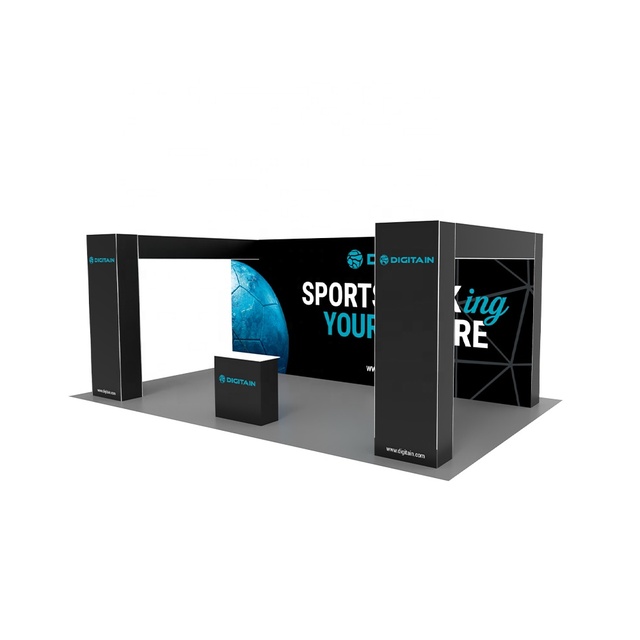 10x20 Trade Show Display Booth with Pop-up Banner Exhibition Stand and Equipment Shell Scheme Counter