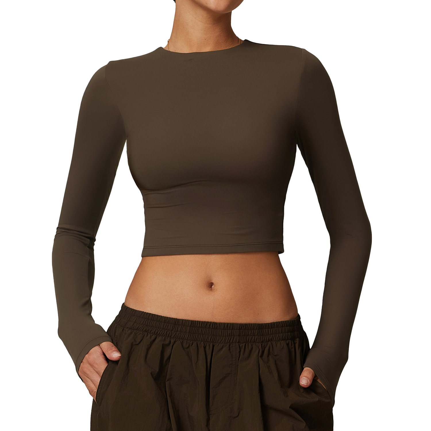 LianDong Breathable Front Long Sleeve Yoga Suit Slimming Sports Tight Running Fitness Top Yoga Sports Wear