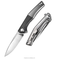 Großhandel Kunden spezifischer Titan griff M390 Klinge Titan legierung TC4 Kohle faser gefaltetes Wandert aschen messer mit Keramik kugellager