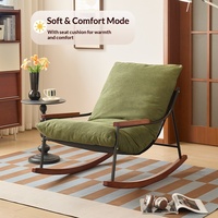 Fauteuil à bascule vintage individuel avec structure métallique, rembourrage doux, luxe pour salon et balcon, idéal pour la location, sans assemblage