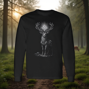 T-shirt à manches longues St Hubert Stag Cross, design Patron Saint de la chasse - Product Image 3