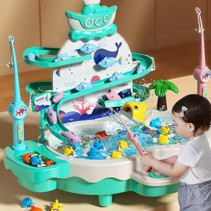 Jouet de pêche électrique 3-en-1 multifonctionnel en plastique pour enfants, avec piste magnétique, musique et puzzle pour bébé, pour l'éveil et l'interaction parent-enfant - Product Image 4