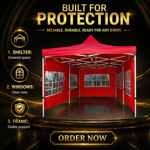 Red Pop up Canopy <b>Tent</b> All Seasons Waterproof UV Protection Oxford Fabric Event Shelter Portable <b>Garden</b> Party Marquee - Product Image 5