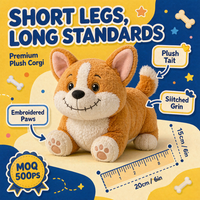Peluche personnalisée de haute qualité, design animalier, adorable chien Corgi en peluche, basé sur un croquis artistique pour une poupée de personnage IP