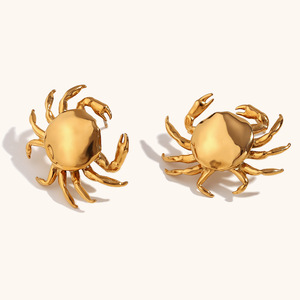 Wholesale Waterproof Hypoallergenic Stainless Steel <strong>Jewelry</strong> Cute Gold Plated Small <strong>Crab</strong> Stud Earrings for Women - Product Image 4