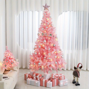 Sapin de Noël artificiel rose de 1,80 m pré-éclairé avec lumières LED chaudes et décorations, arbre d'intérieur sur pied - Product Image 3