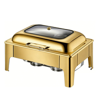 Goldener Edelstahl Elektrischer Speisenwärmer Buffet-Set Rechteckiger & Runder Chafing Dish für Hotels & Restaurants Küchengebrauch