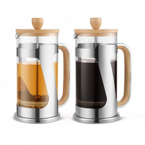 Cafetière presse française poignée de couvercle en bambou Durable presse à café épaisseur résistante à la chaleur théière en verre Borosilicate - Product Image 2